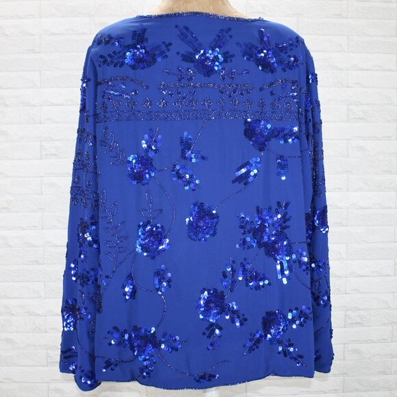 DRAPER'S & DAMON'S Jacket Sequin Beaded Evening Formal Royal Blue Plus Size 1X - Picture 5 of 15